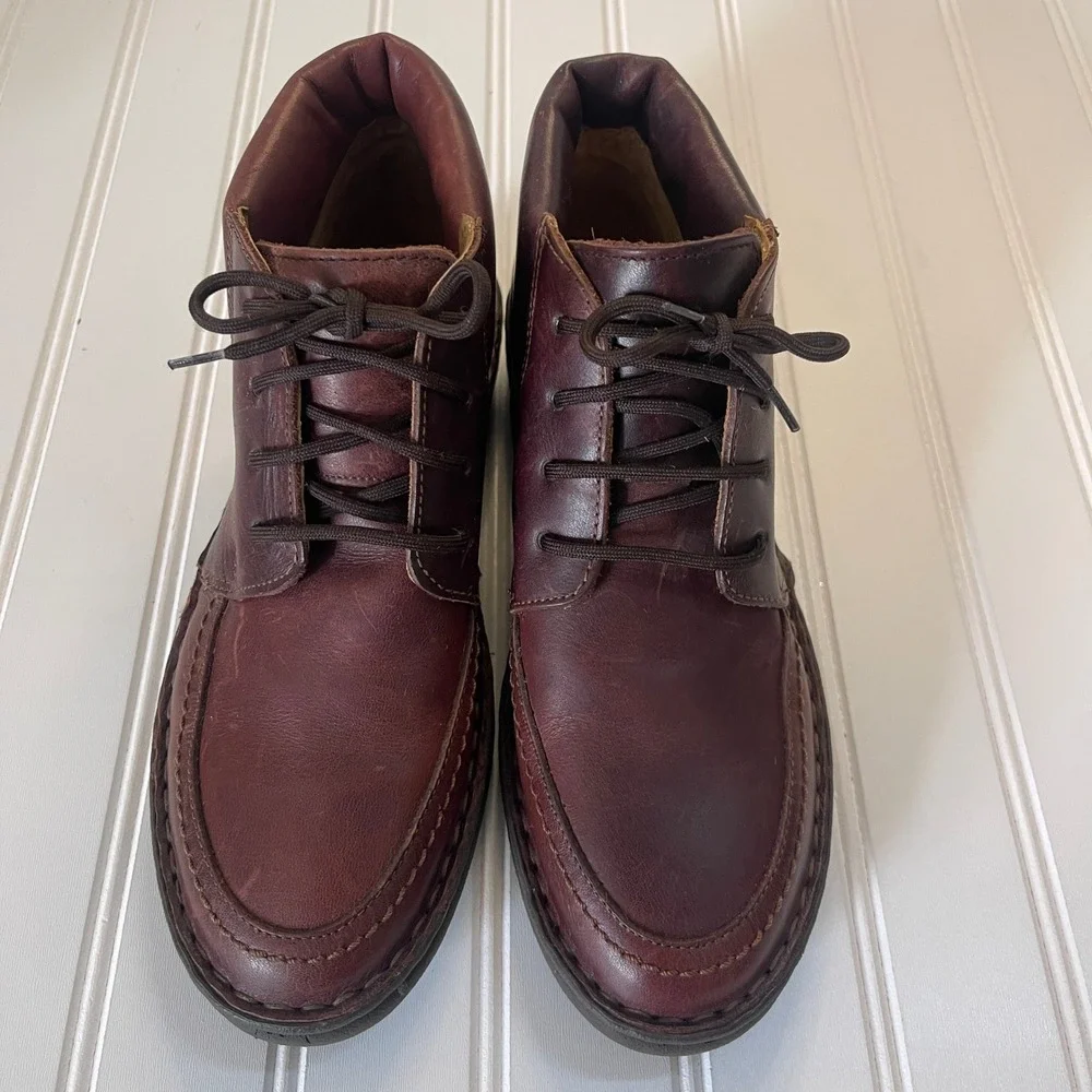 Vintage GH Bass Brussels Leather Chukka Boots Burgundy Oxblood Moc Toe Mens 6.5